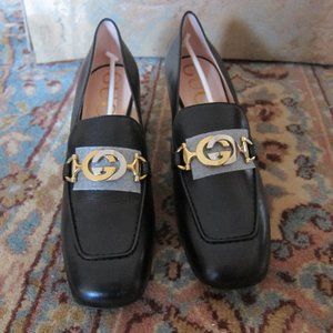 Gucci Zumi Black Nero Malaga Kid Leather Mid-heel